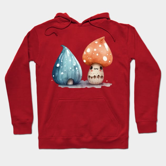 Cute Cartoon Mushroom Five Design Hoodie by Happii Pink